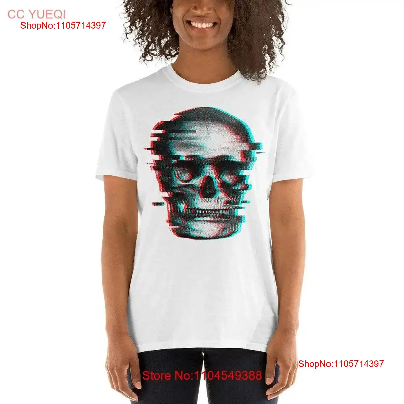 Glitched Skull Retro T Shirt 3 - 3D Printing X Ray ulasan dan harga