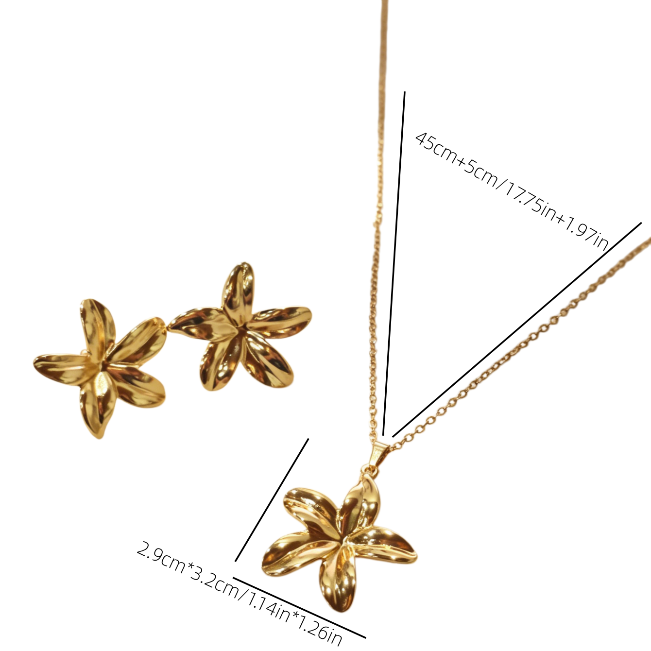 1Set Gentle 3D Plumeria 2Pcs J - 3D Printing Jewellery ulasan dan harga