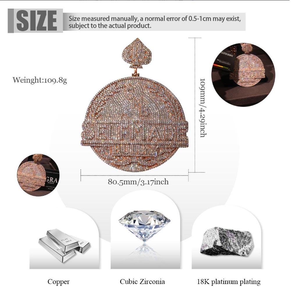 “Self Made”Iced Out Pendant 18 - 3D Printing Jewellery ulasan dan harga